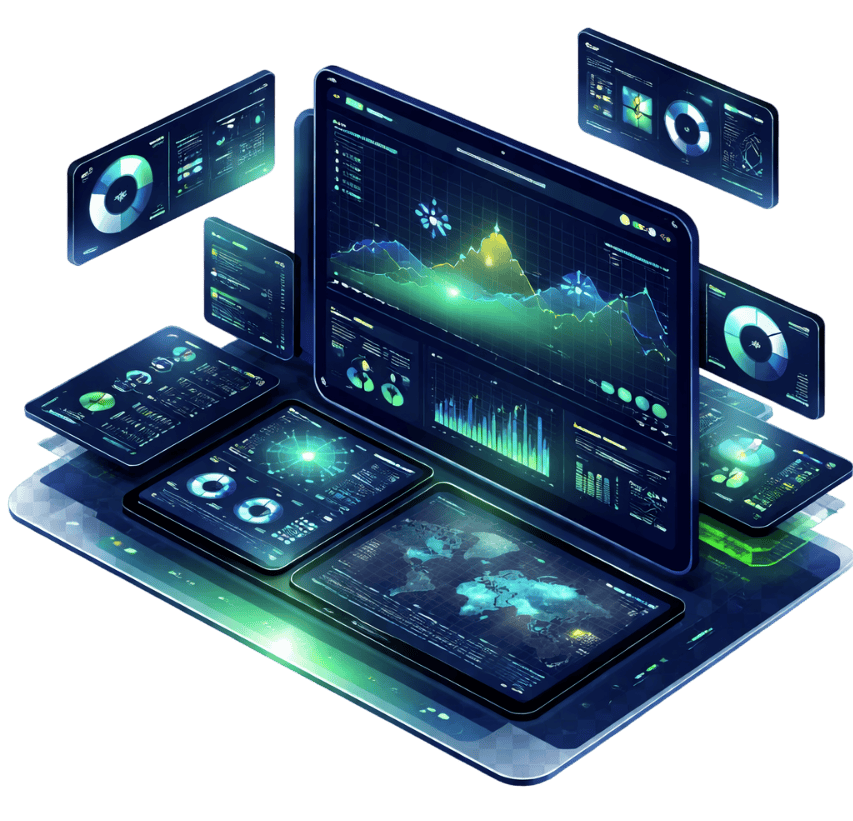 Futuristic SaaS dashboard in neon colors-Photoroom